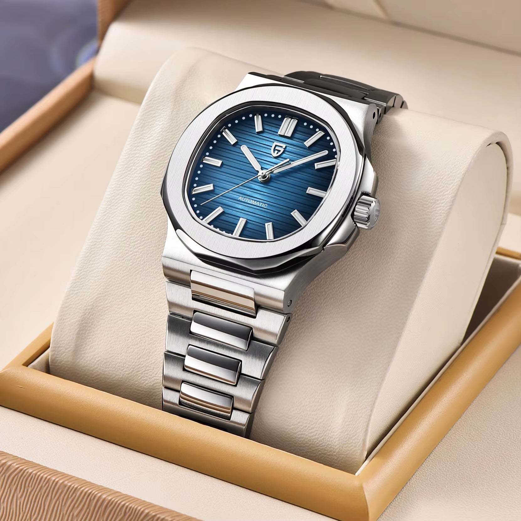 New! Men's Stylish Watch With Automatic Movement And Sapphire Glass